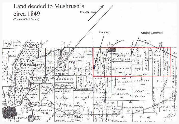 Landmap of the MUSHRUSH family in Crawford County, PA