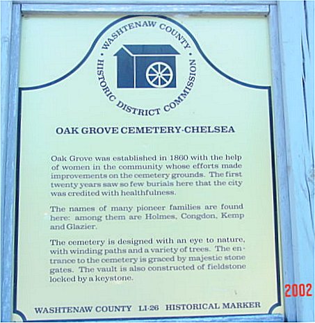 Picture of the sign at Oak Grove Cemetery