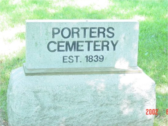A picture of the Porter Cemetery stone